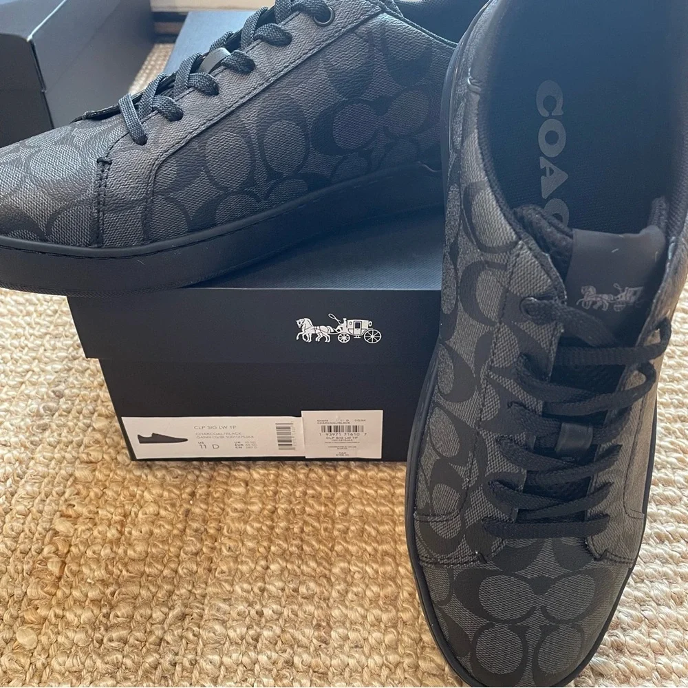 Coach Sneakers Clip Signature Low Top Charcoal Black G4949 Men’s Size 11 New - Picture 11 of 13